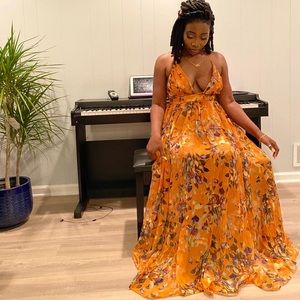Orange floral maxi dress. Purchased from steps NY in size large.